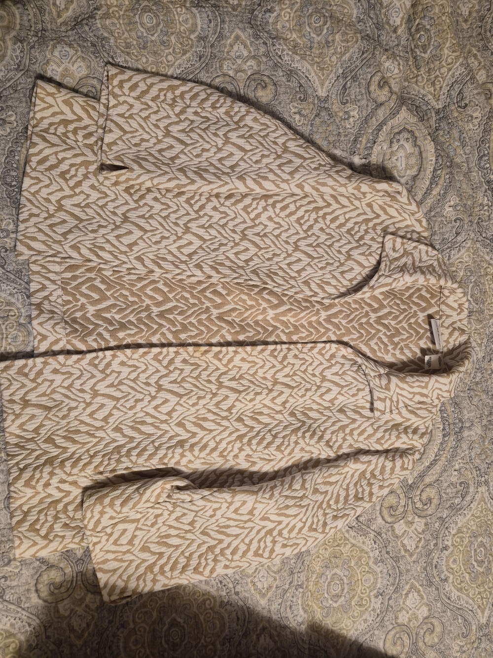 Alfred Dunner Cream & Tan Patterned Blazer